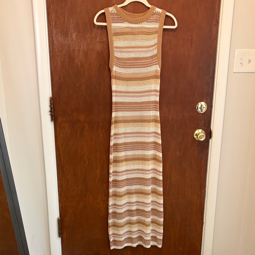 Le Lis Beige and Cream Maxi Dress